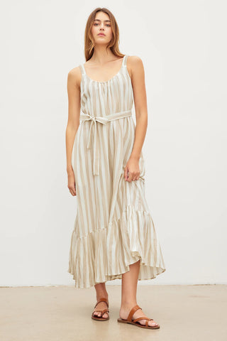VELVET  Meradith Striped Linen Maxi Dress