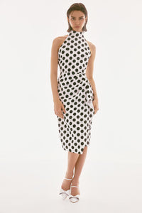 JOSEPH RIBKOFF Polka-dot Halter Dress