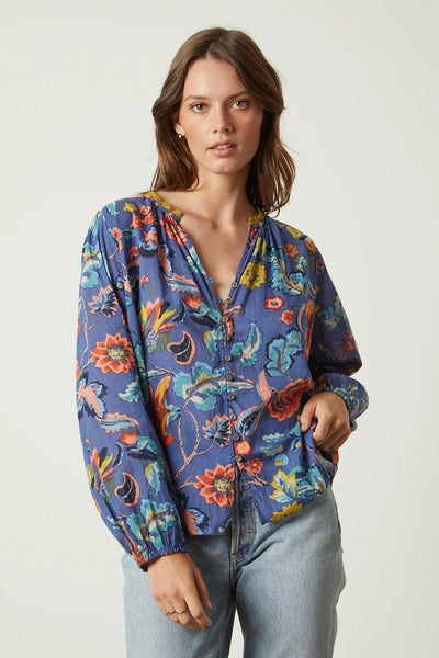 VELVET CAMRYN PRINTED COTTON LACE TOP